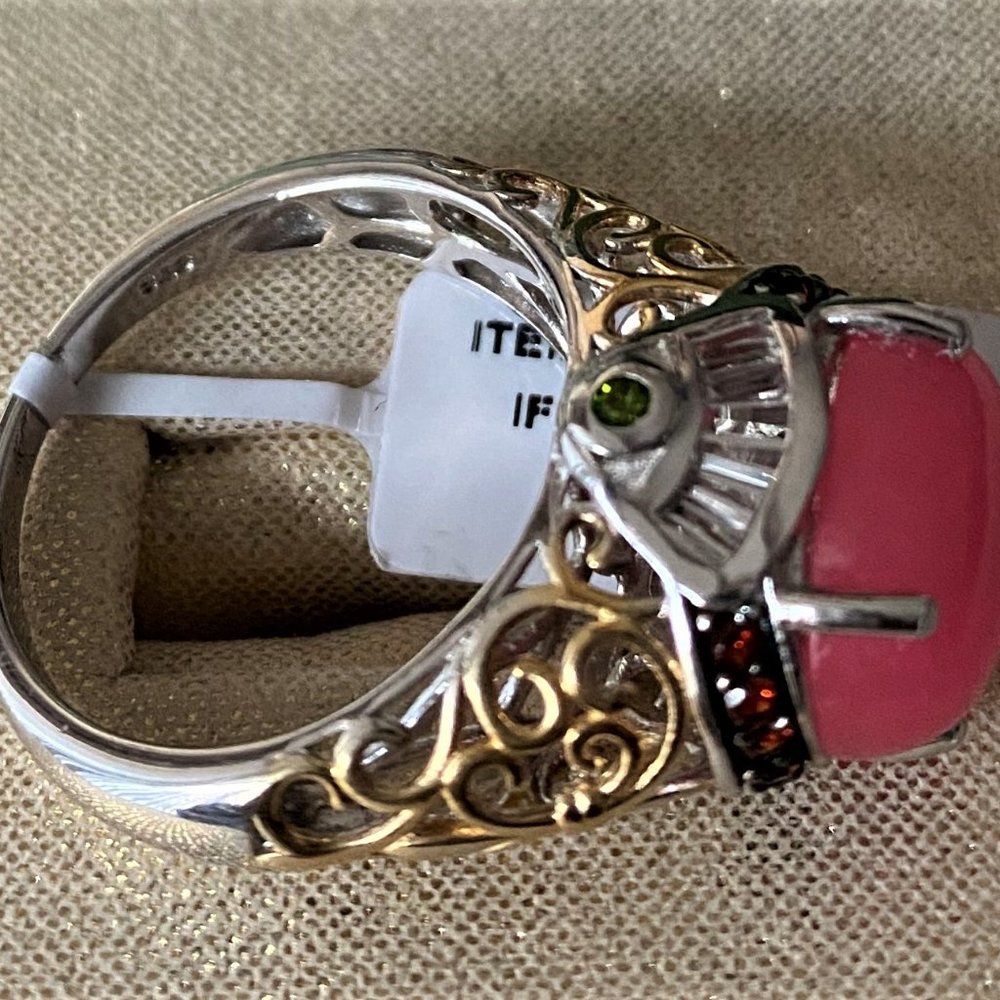 Burmese Pink Jade Multi-gemstone Ring